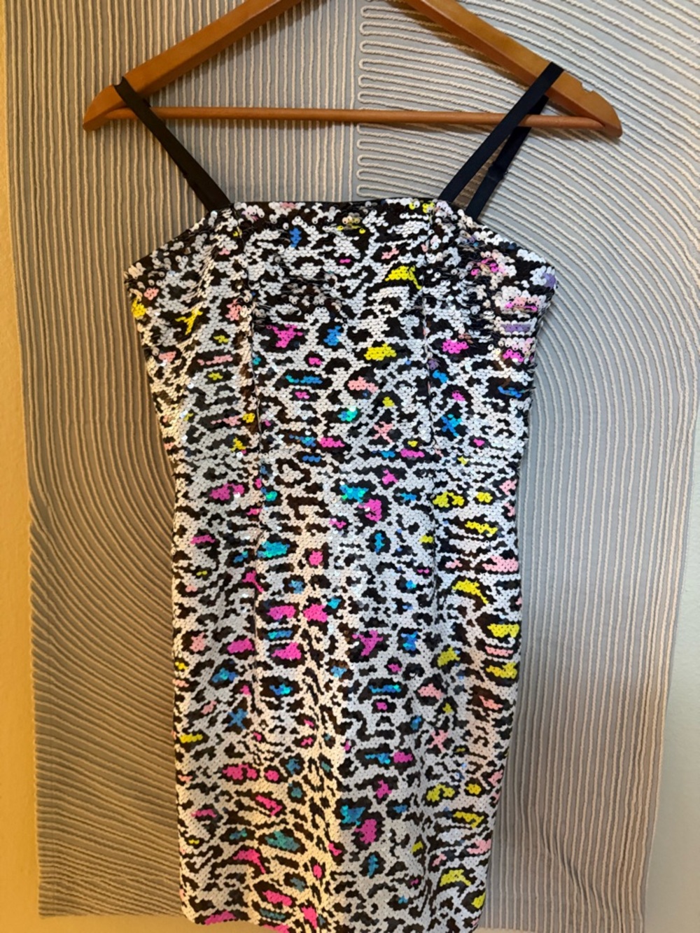 Milly Minis Black and White Sequin Dress with Neon Accents